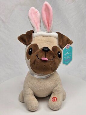 Hallmark Easter Sinmging Pug Plush NWT "Watch Me" 9"